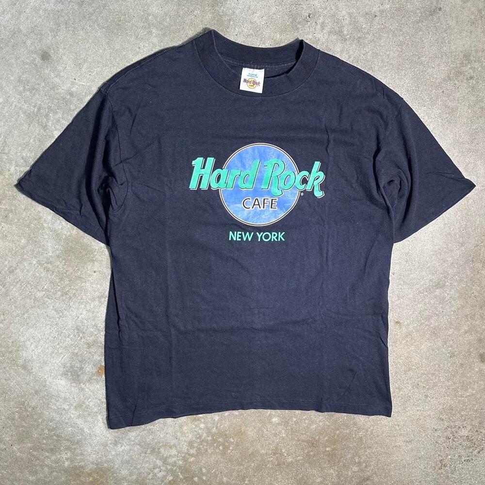 Vintage 90s Single Stitch Hard Rock Cafe New York Tee Mens Xl Black Neon Shirt